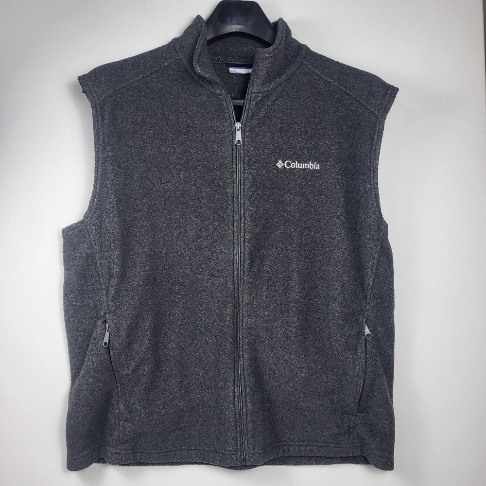 Columbia Men's Vest  Fleece Full Zip Dark Gray Size XL XLarge Zip Pockets Jacket